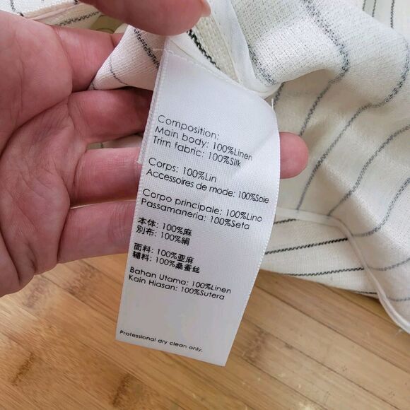 3.1 Phillip Lim Dress Women White Stripe Linen Blend A line Shift Asymmetrical S - Picture 4 of 5